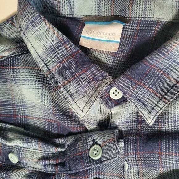 Columbia Large Men’s Long Sleeve Button-Up Flannel Blue, Orange‎ - Picture 3 of 4